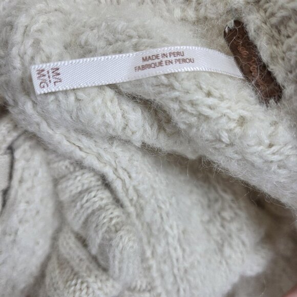 Free People Sweater Womens Medium Large White 100% Alpaca Chunky Knit Coatigan - Picture 4 of 10